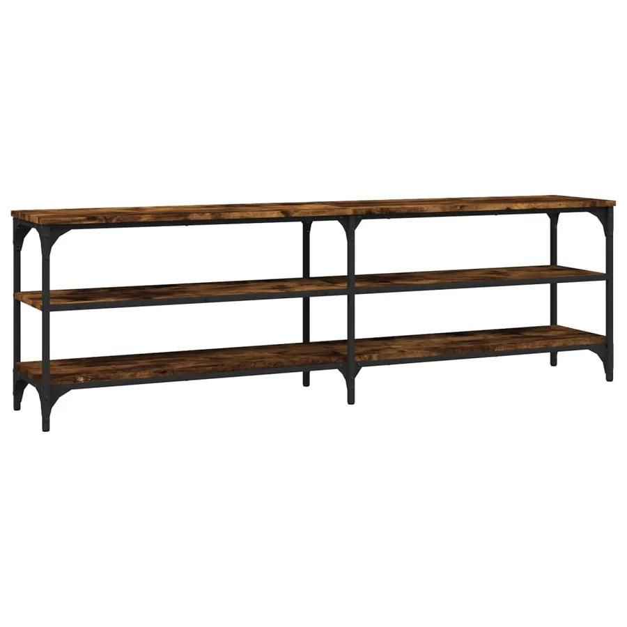Meuble TV chêne fumé 160x30x50 cm bois d'ingénierie - 2