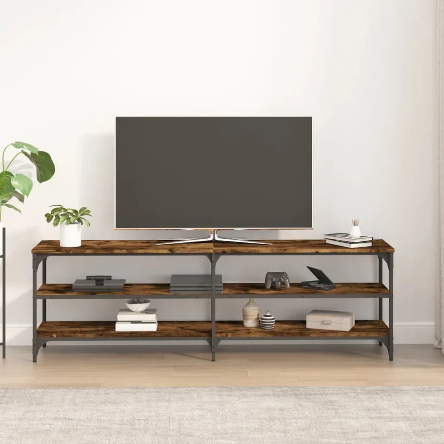 Meuble TV chêne fumé 160x30x50 cm bois d'ingénierie - 3