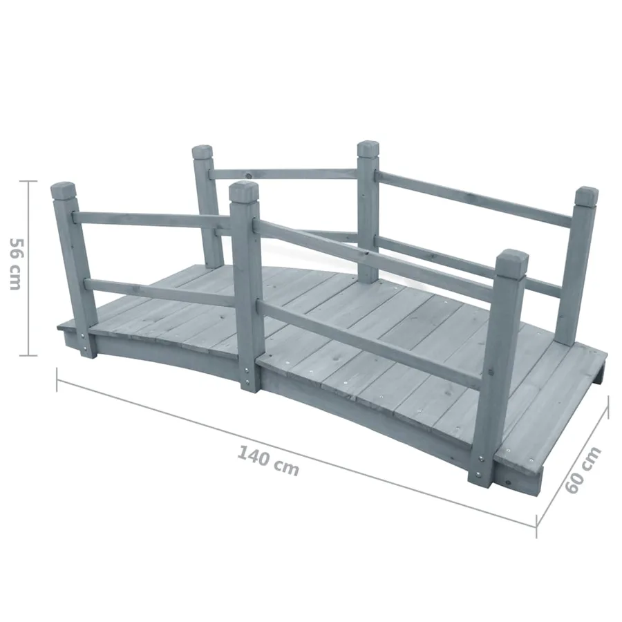 Pont de jardin Gris 140x60x56 cm Bois de sapin massif - 4