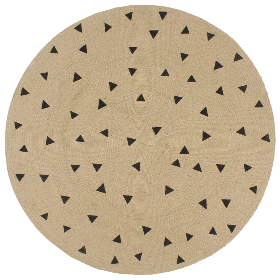 Tapis fait à la main Jute avec imprimé à triangles 150 cm