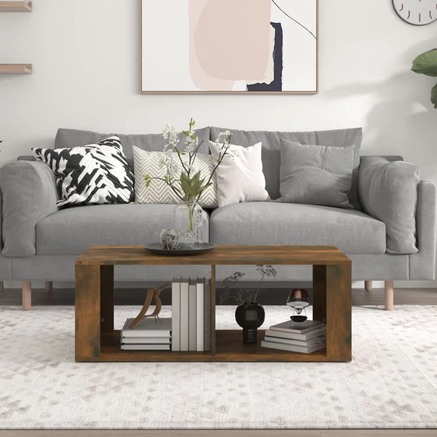 Table basse Chêne fumé 100x50x36 cm Bois d'ingénierie - 3