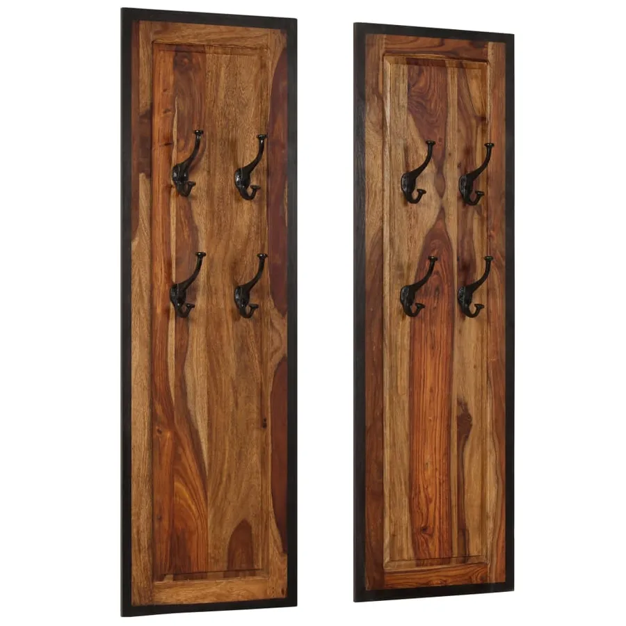 Portemanteaux 2 pcs Bois solide de Sesham - 11
