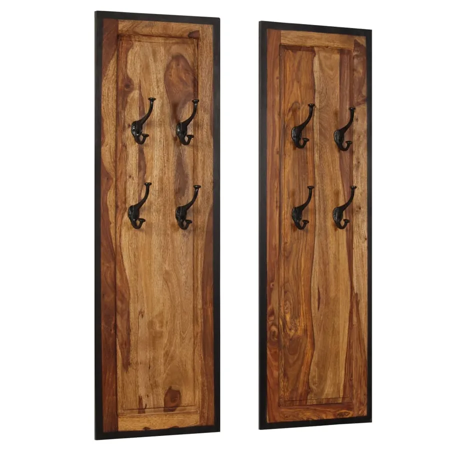 Portemanteaux 2 pcs Bois solide de Sesham - 12