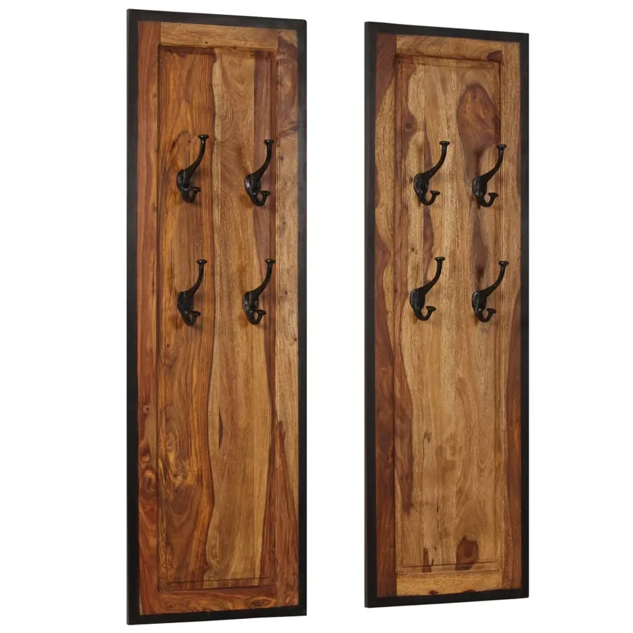 Portemanteaux 2 pcs Bois solide de Sesham - 13