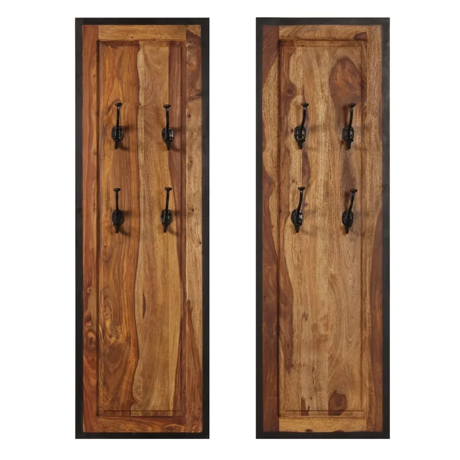 Portemanteaux 2 pcs Bois solide de Sesham - 2