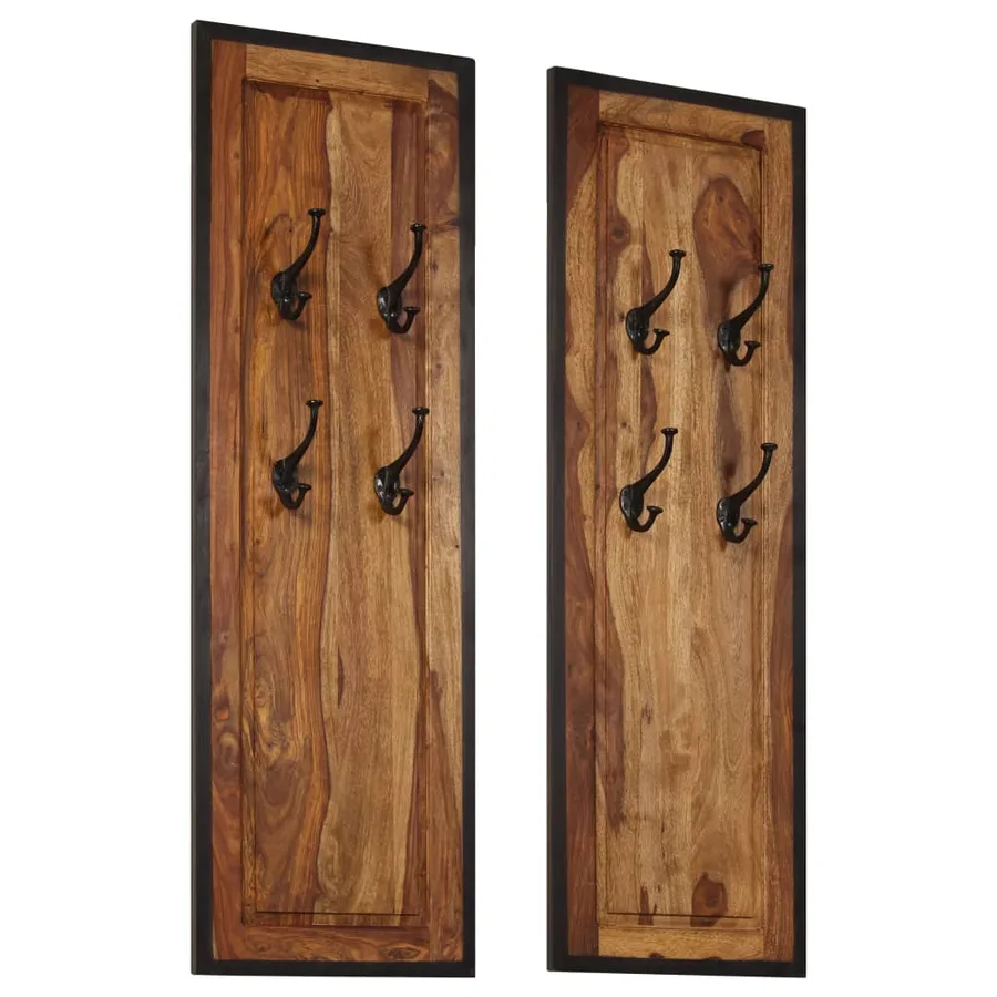 Portemanteaux 2 pcs Bois solide de Sesham - 9