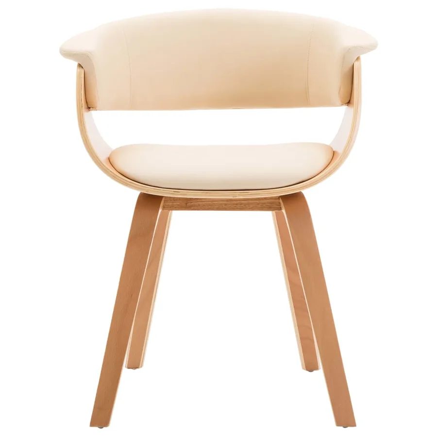 Chaises à manger lot de 6 crème bois courbé et similicuir - 4
