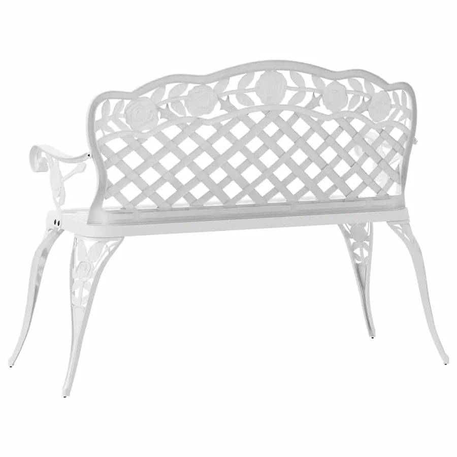 Banc de jardin 108 cm Aluminium coulé Blanc - 5