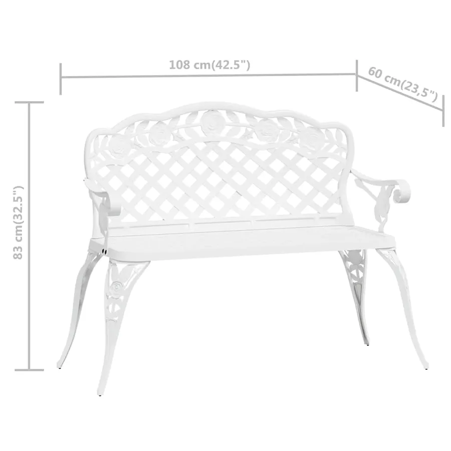 Banc de jardin 108 cm Aluminium coulé Blanc - 7