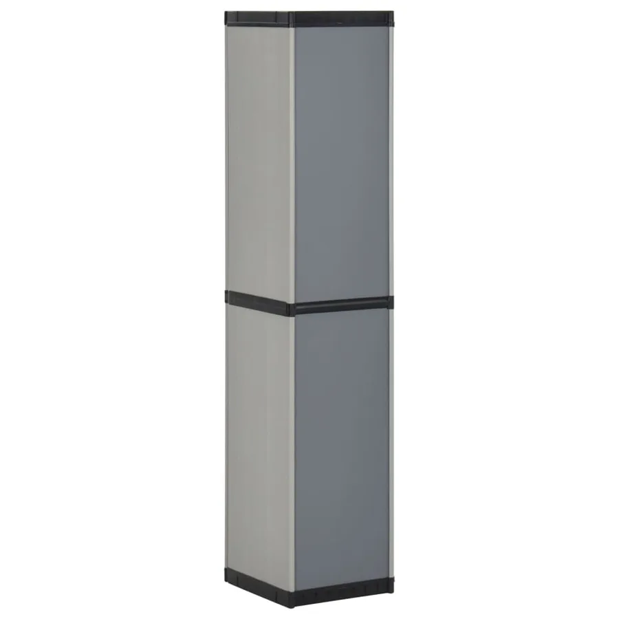 Armoire de rangement de jardin 3 étagères Gris/noir 34x40x168cm - 6