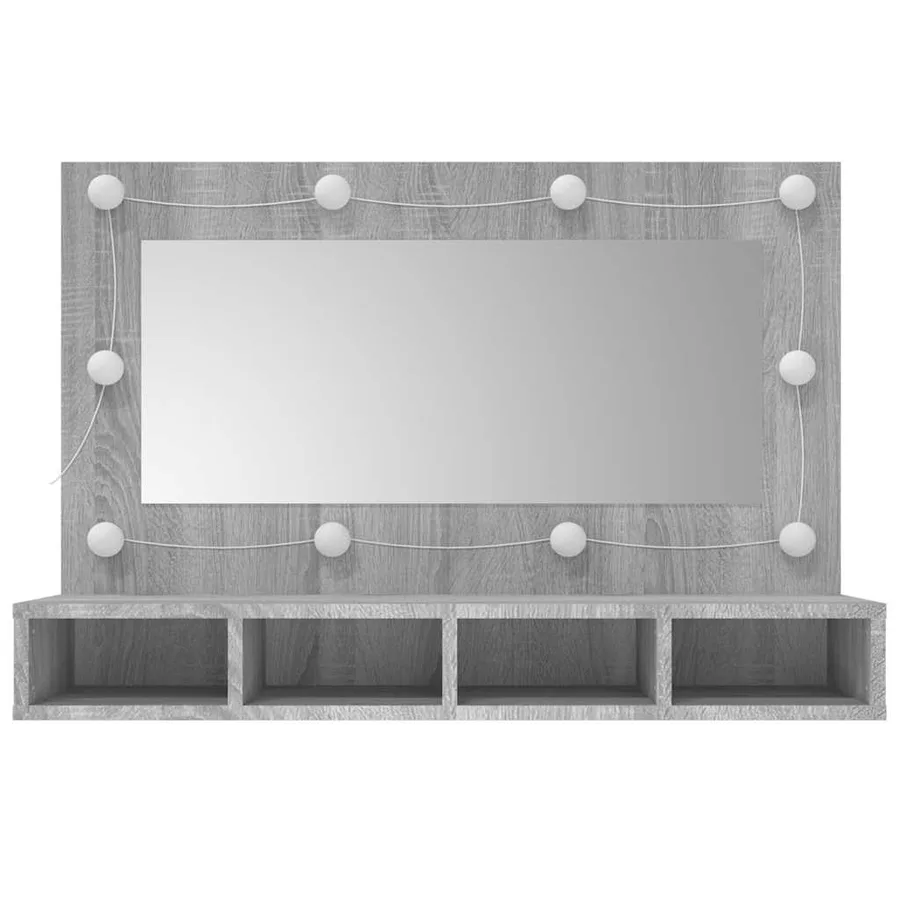 Armoire à miroir avec LED Sonoma gris 90x31,5x62 cm - 4
