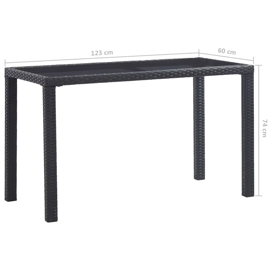 Table de jardin Noir 123x60x74 cm Résine tressée - 5