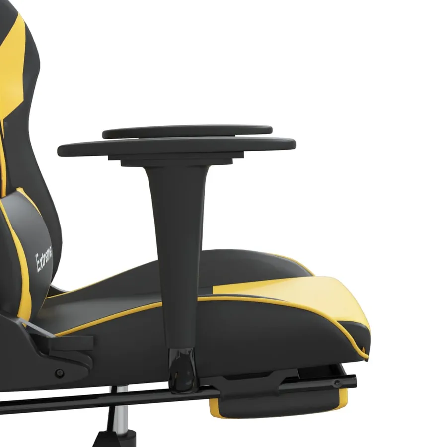 Chaise de jeu avec repose-pied Noir et doré Similicuir - 11