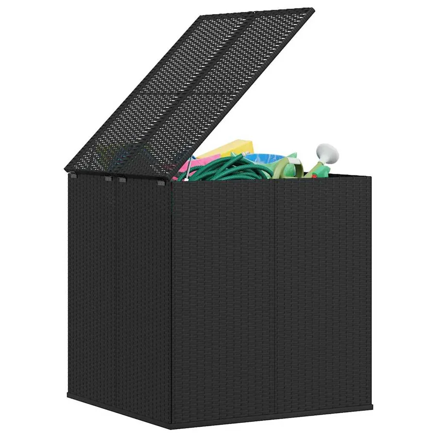 Boîte à coussins de jardin Résine tressée 100x97,5x104 cm Noir - 7