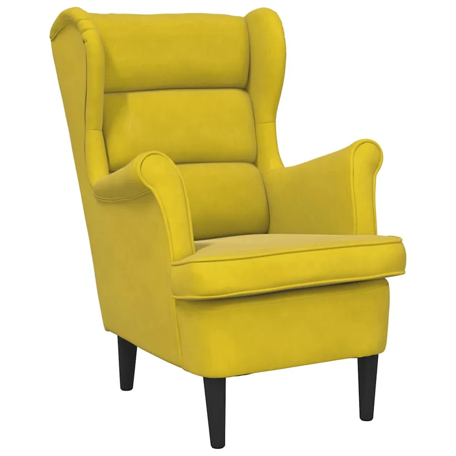 Fauteuil jaune moutarde velours - 2