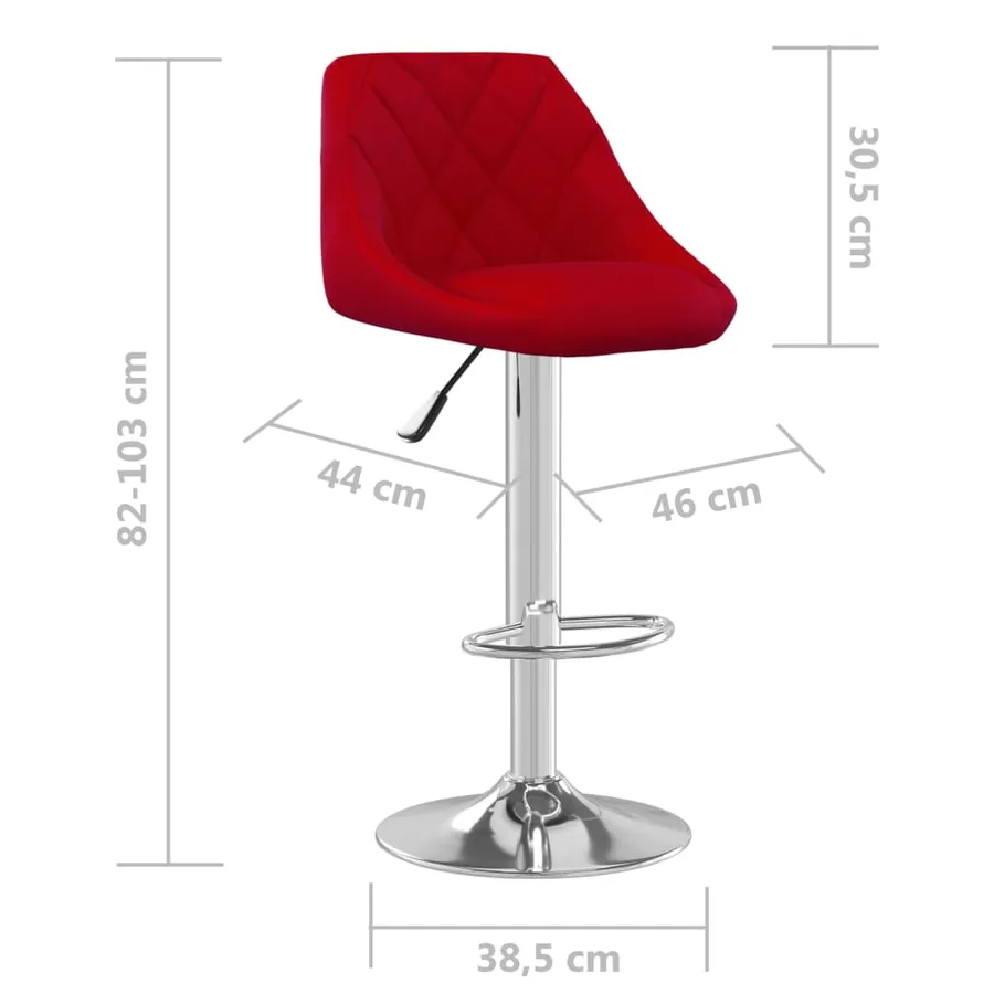 Tabourets de bar lot de 2 rouge bordeaux velours - 9