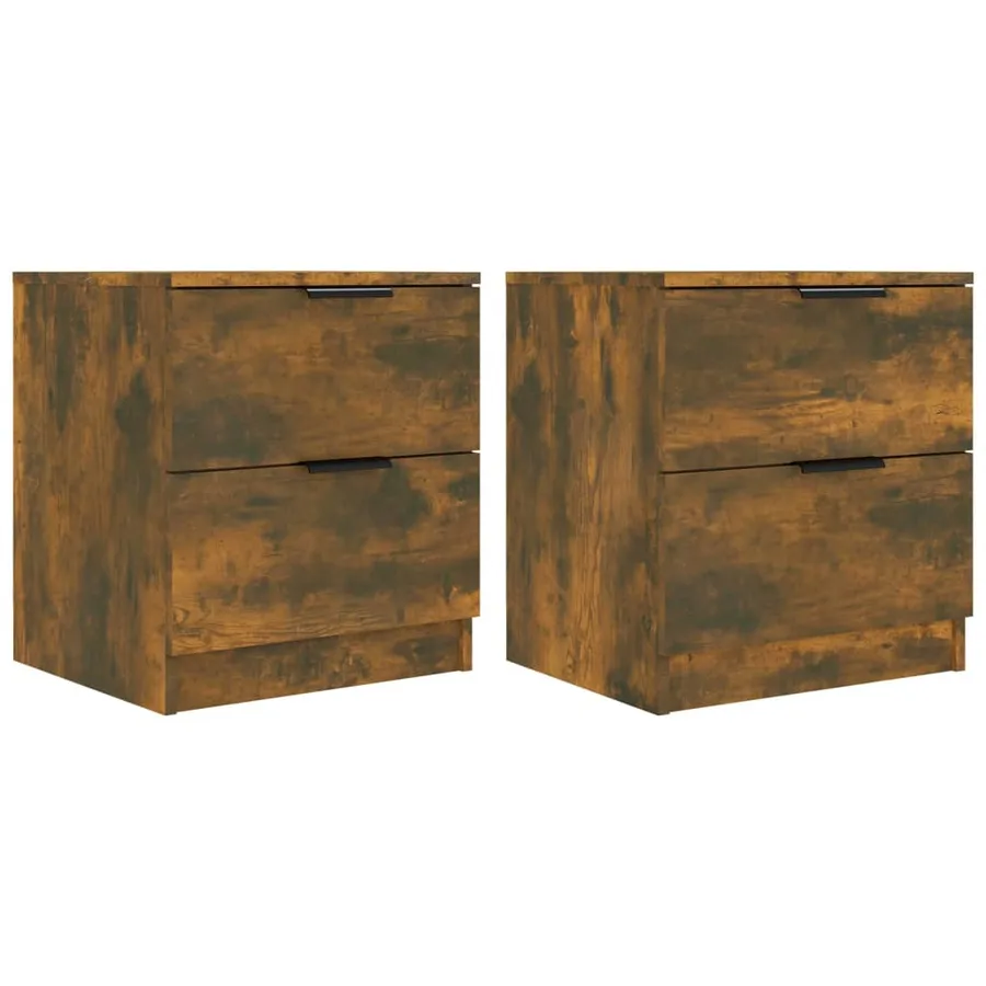 Tables de chevet 2 pcs Chêne fumé Bois d'ingénierie - 2