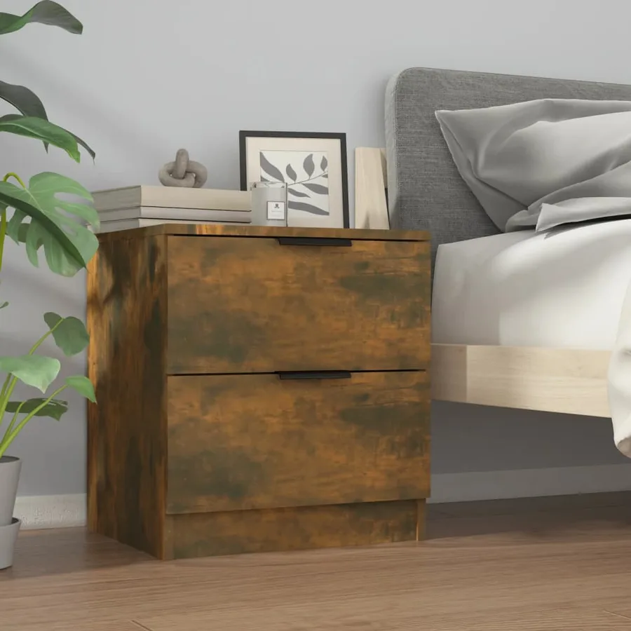 Tables de chevet 2 pcs Chêne fumé Bois d'ingénierie - 3