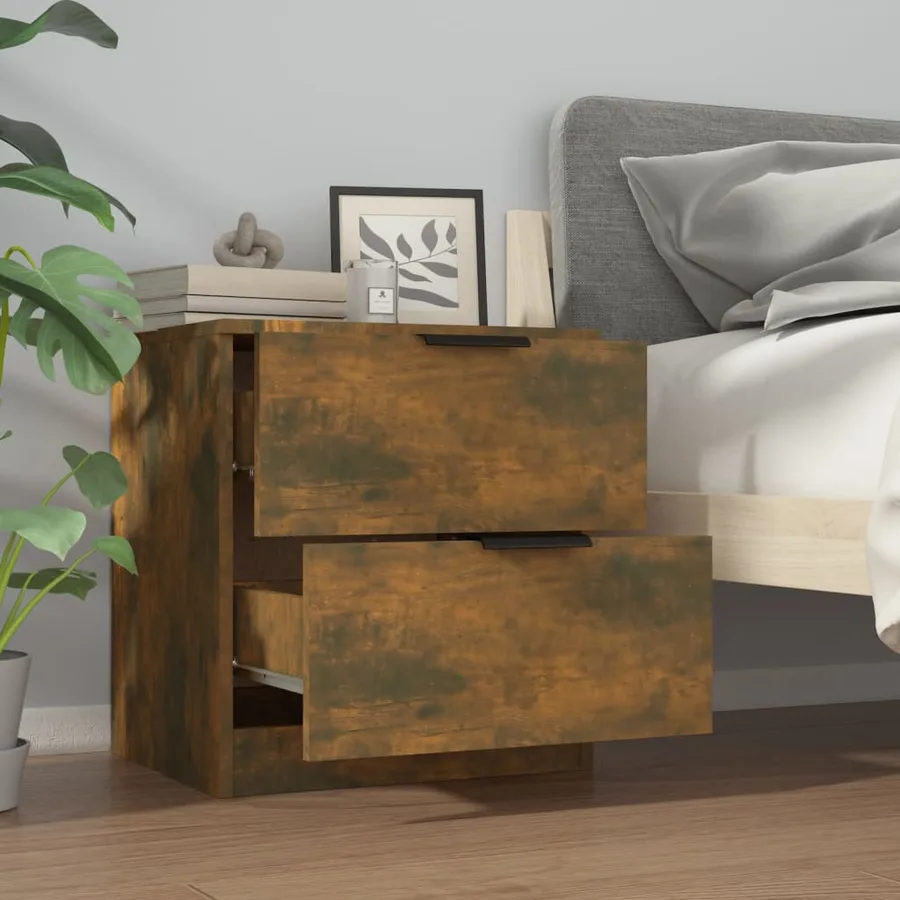Tables de chevet 2 pcs Chêne fumé Bois d'ingénierie - 4