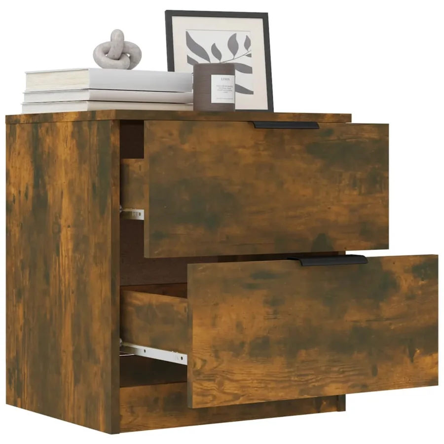 Tables de chevet 2 pcs Chêne fumé Bois d'ingénierie - 9