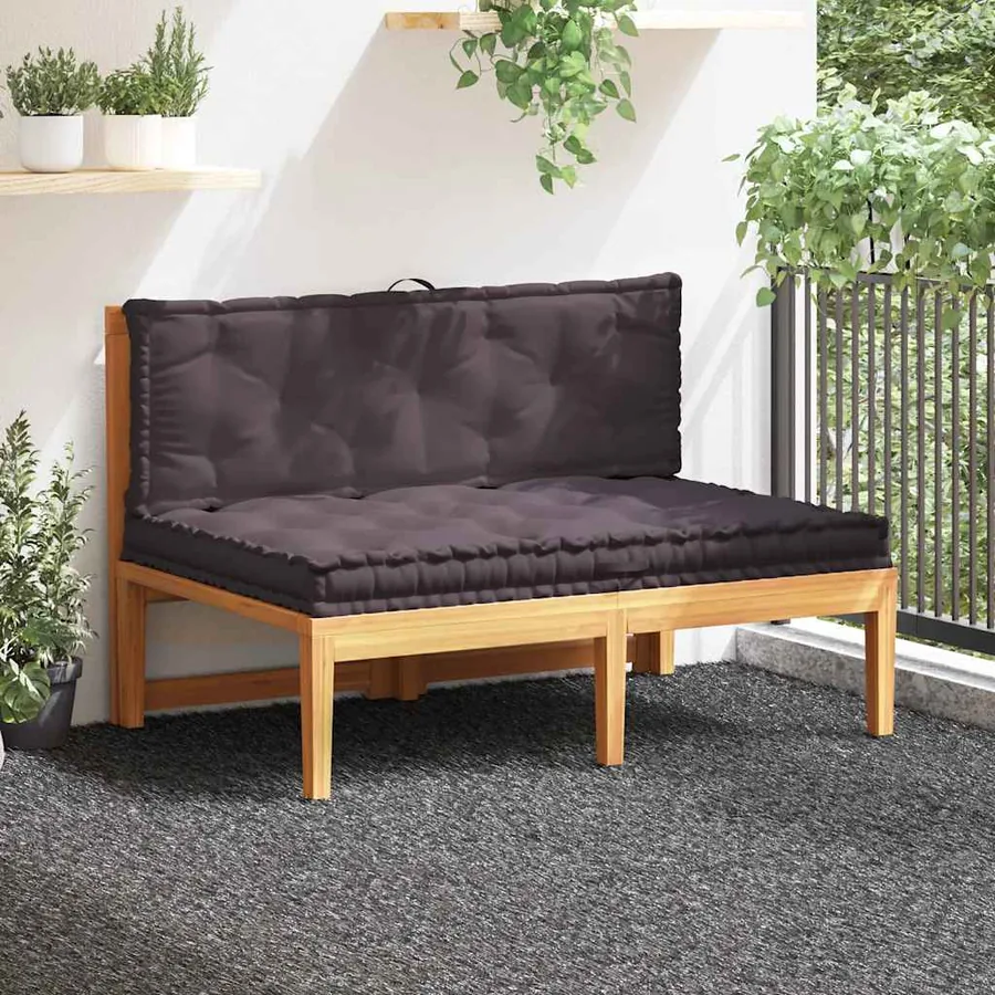 Coussins de plancher de palette lot de 2 Coton Anthracite