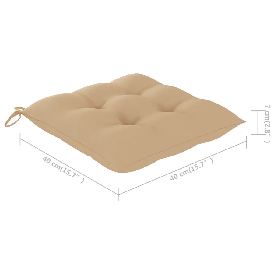 Chaises de jardin et coussins beige lot de 4 Bois teck massif - 14