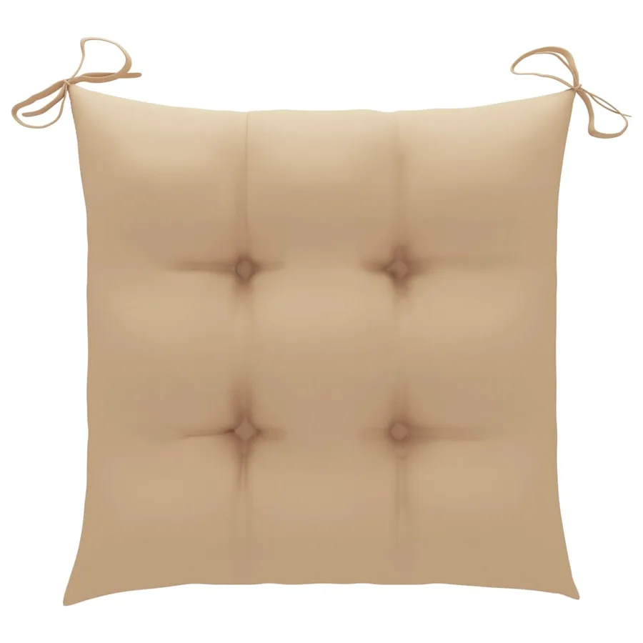 Chaises de jardin et coussins beige lot de 4 Bois teck massif - 6