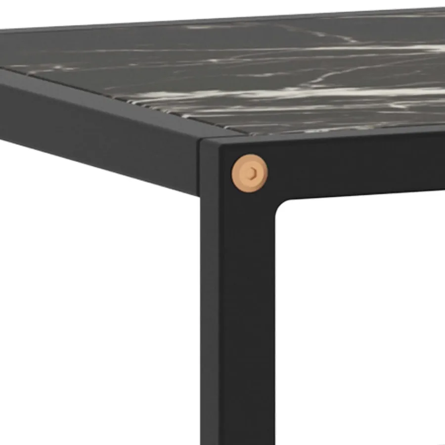 Meuble TV noir avec verre marbre noir 120x40x40 cm - 5