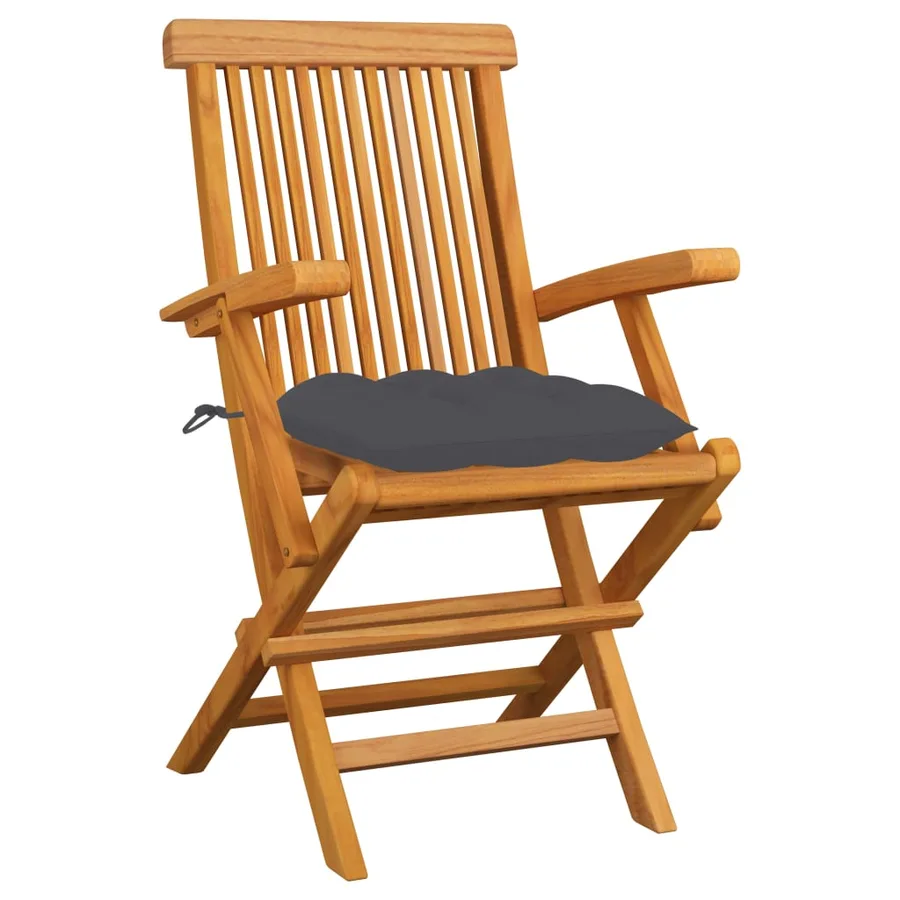 Chaises de jardin avec coussins anthracite lot de 6 Bois teck - 2