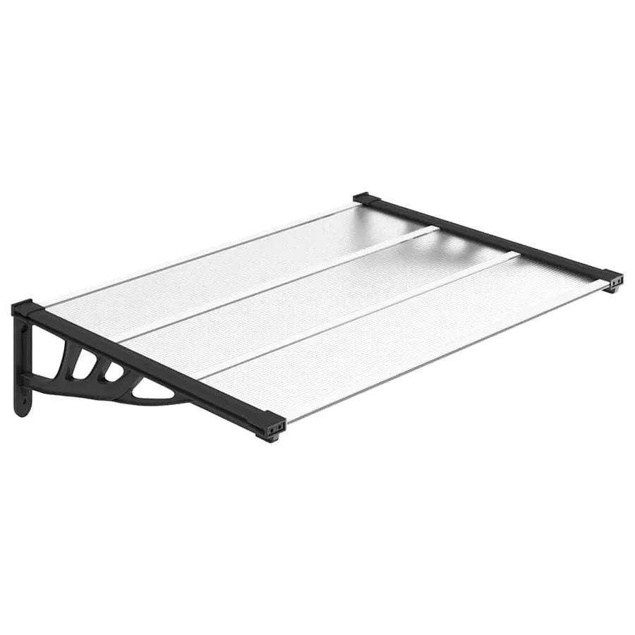Auvent de porte Noir et transparent 122x90 cm Polycarbonate - 2