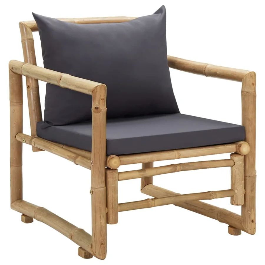 Chaises de jardin avec coussins lot de 2 Bambou - 2