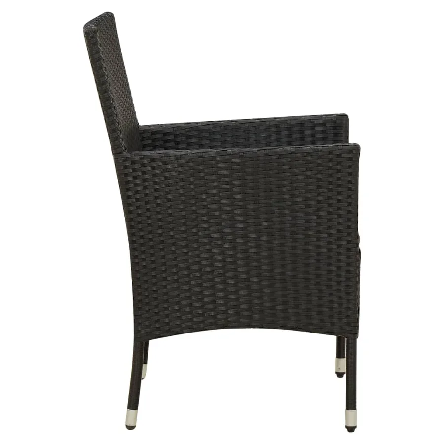 Chaises de jardin lot de 2 avec coussins Résine tressée Noir - 4