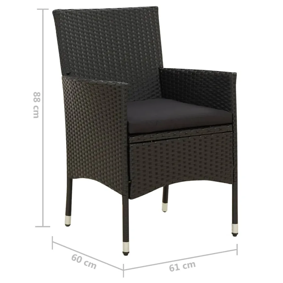 Chaises de jardin lot de 2 avec coussins Résine tressée Noir - 7