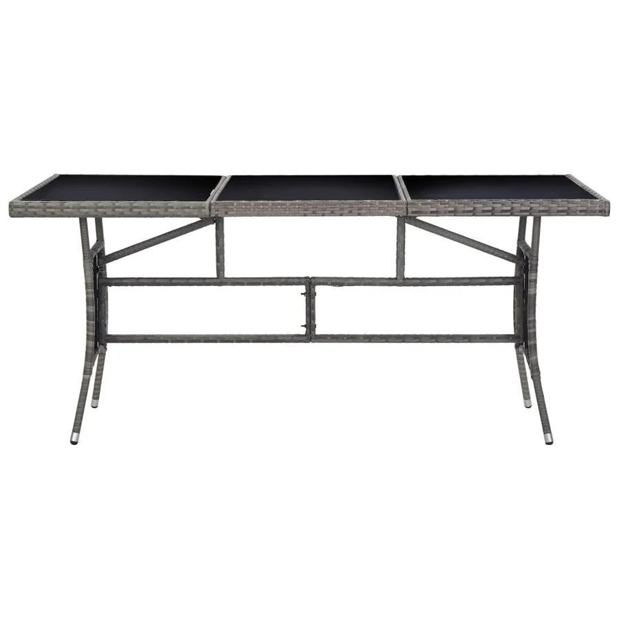 Table de jardin Gris 170x80x74 cm Résine tressée - 2