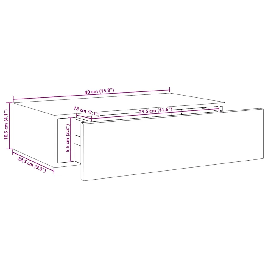 Étagères à tiroirs murales 2 pcs chêne 40x23,5x10 cm MDF - 12