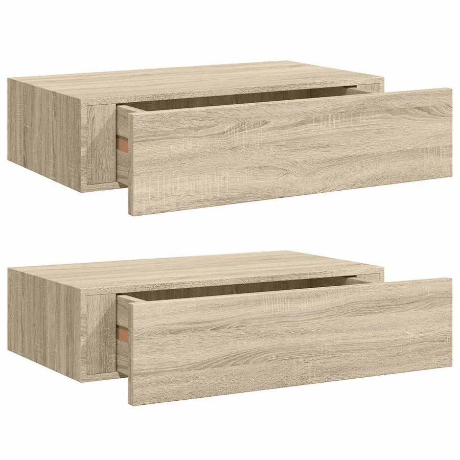 Étagères à tiroirs murales 2 pcs chêne 40x23,5x10 cm MDF - 2