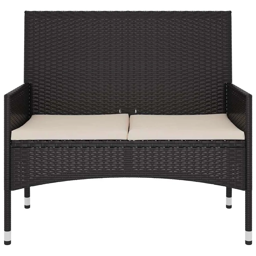 Banc de Jardin à 2 Places avec Coussins Noir Résine Tressée - 3