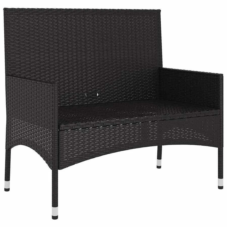 Banc de Jardin à 2 Places avec Coussins Noir Résine Tressée - 4