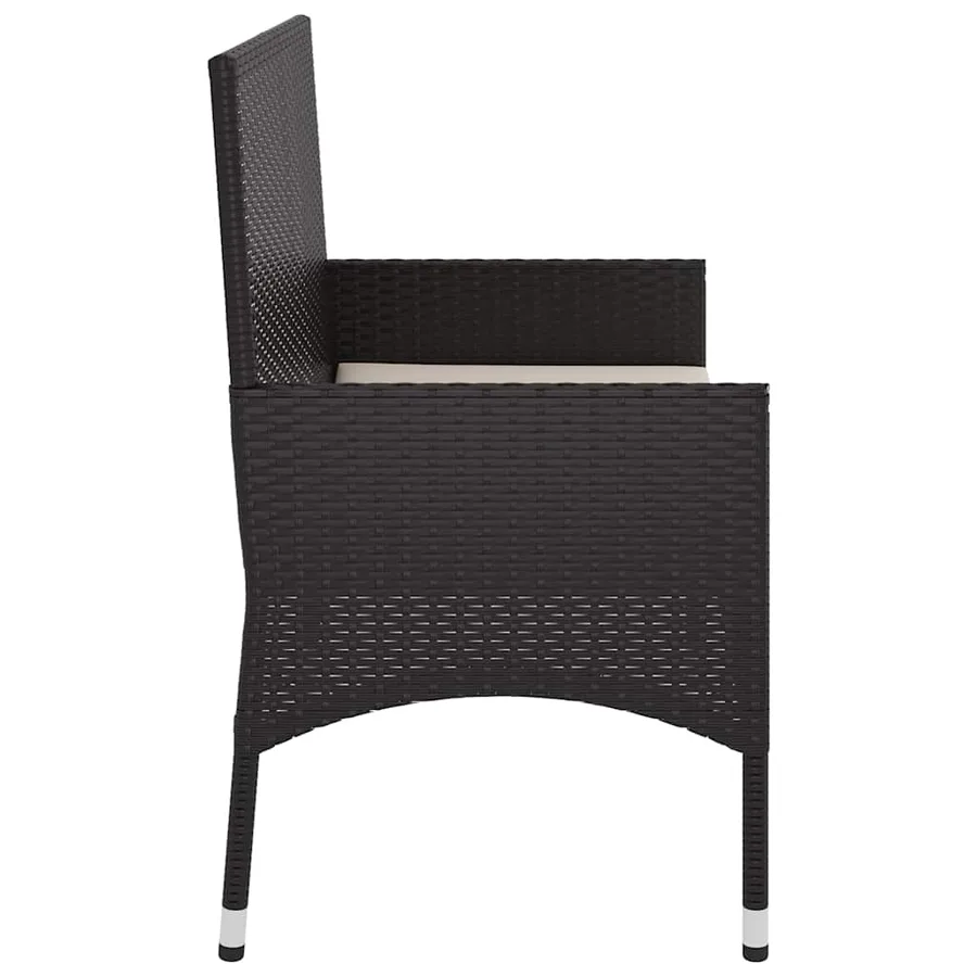 Banc de Jardin à 2 Places avec Coussins Noir Résine Tressée - 5