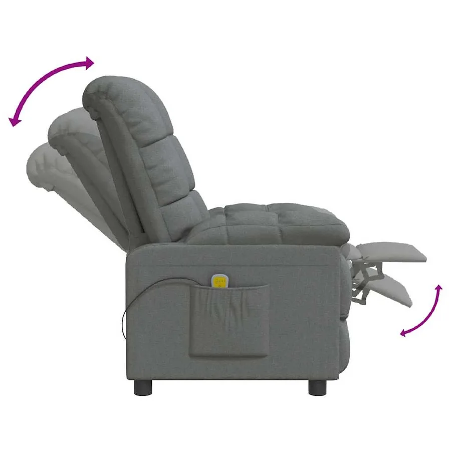 Fauteuil de massage Gris foncé Tissu - 7