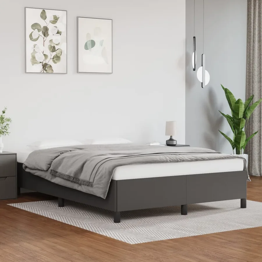 Cadre de lit sans matelas gris 140x200 cm similicuir
