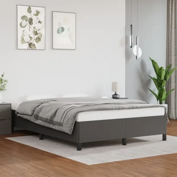 Cadre de lit sans matelas gris 140x200 cm similicuir
