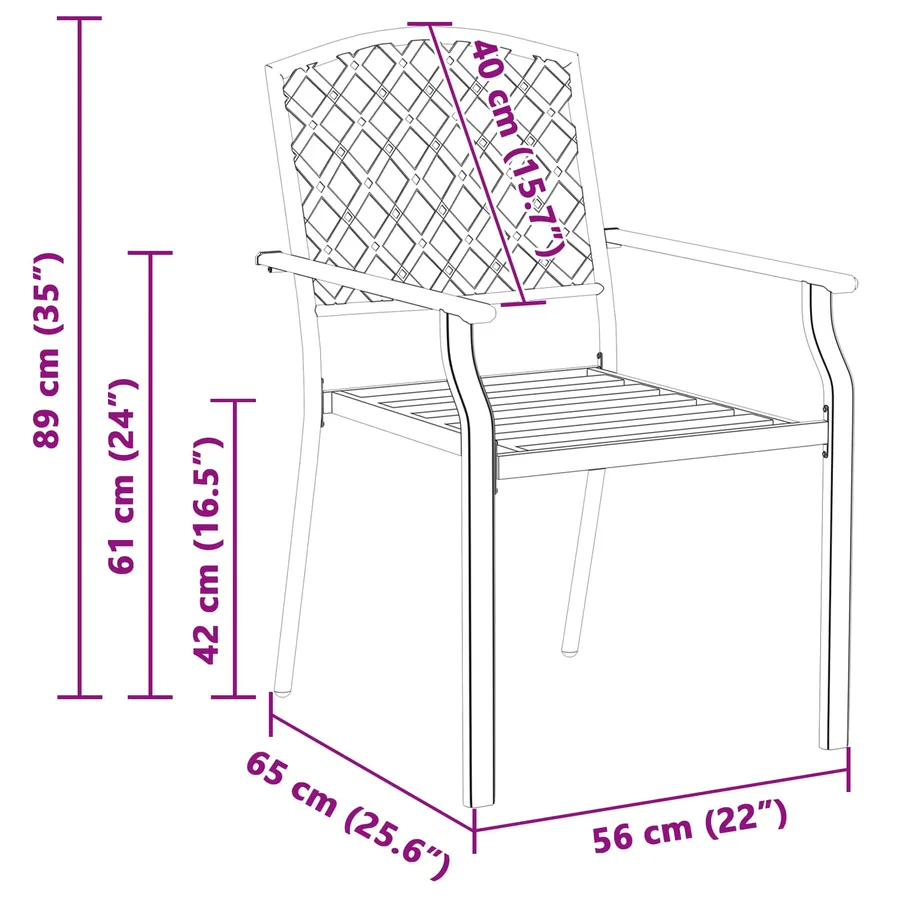 Chaise de jardin 4 pcs Anthracite 56 x 65 x 89 cm Acier - 9