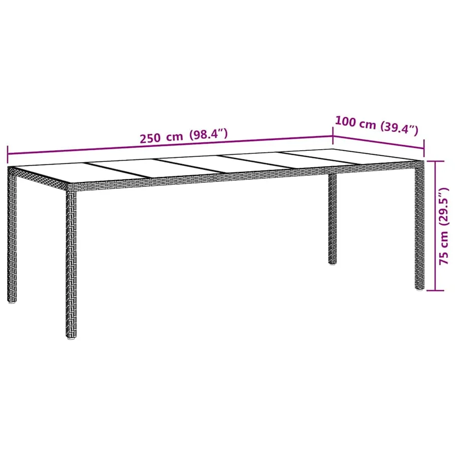 Table de Jardin Noir Pur 250 x 100 x 75 cm polyrotin - 7