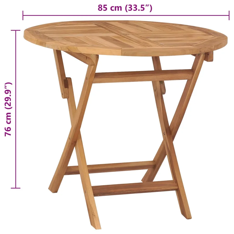 Table pliable de jardin 85x76 cm Bois de teck solide - 9