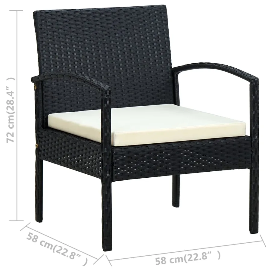 Chaise de jardin avec coussin Résine tressée Noir - 8