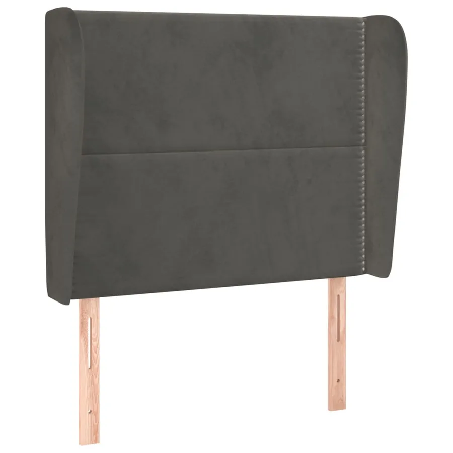 Tête de lit avec oreilles Gris foncé 103x23x118/128 cm Velours - 2