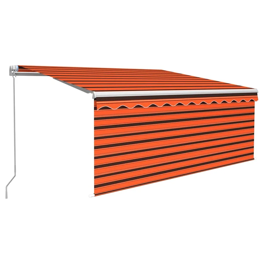 Auvent rétractable manuel avec store 3,5x2,5 m Orange et marron - 2