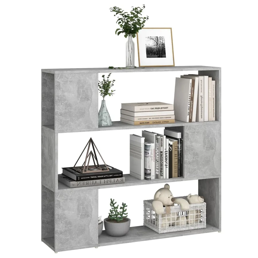 Bibliothèque/Séparateur de pièce Gris béton 100x24x94 cm - 4