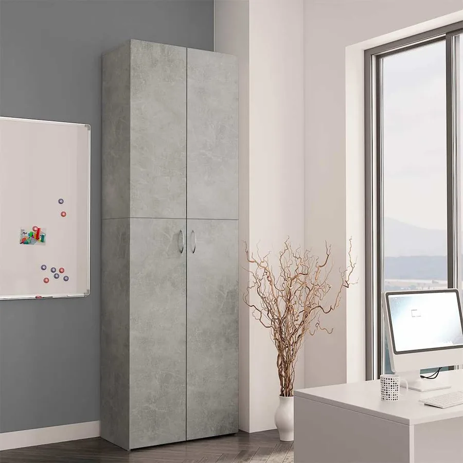 Armoire de bureau Gris béton 60x32x190 cm Bois d'ingénierie - 3